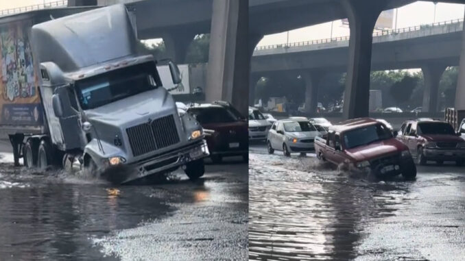 Gran Bache en Periférico Norte Causa Estragos en Cuautitlán Izcalli