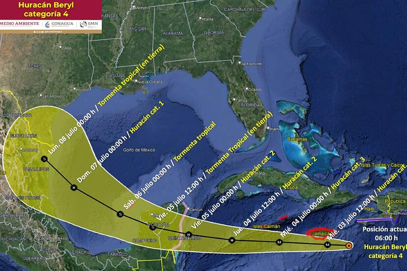 Huracán Beryl Avanza Hacia Quintana Roo