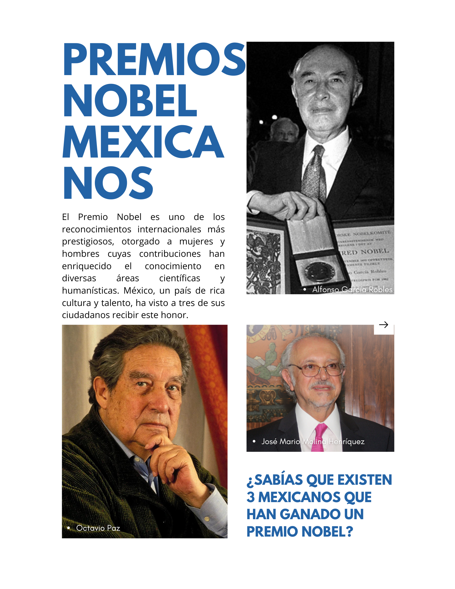 ¿Sabes cuántos mexicanos han ganado un premio Nobel?