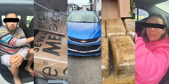 Detienen a una pareja con 72 kilos de marihuana en Tlalnepantla