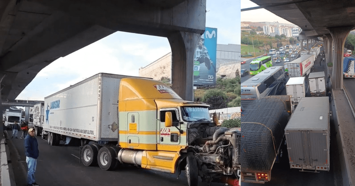 Accidente de tráiler genera caos en la autopista México-Querétaro a la altura de Cuautitlán Izcalli