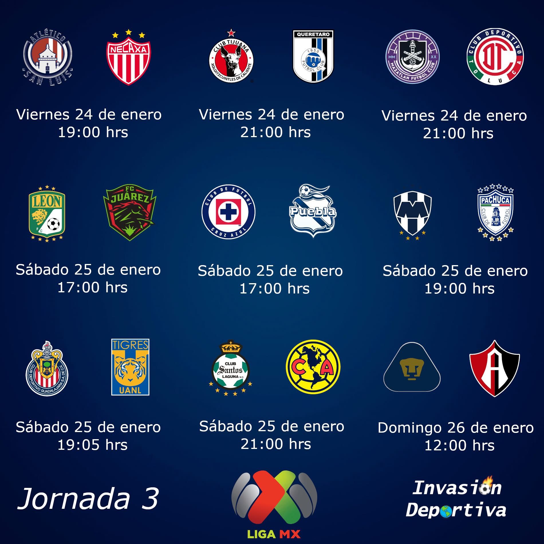 Próximos partidos de la Jornada 3 de la Liga MX